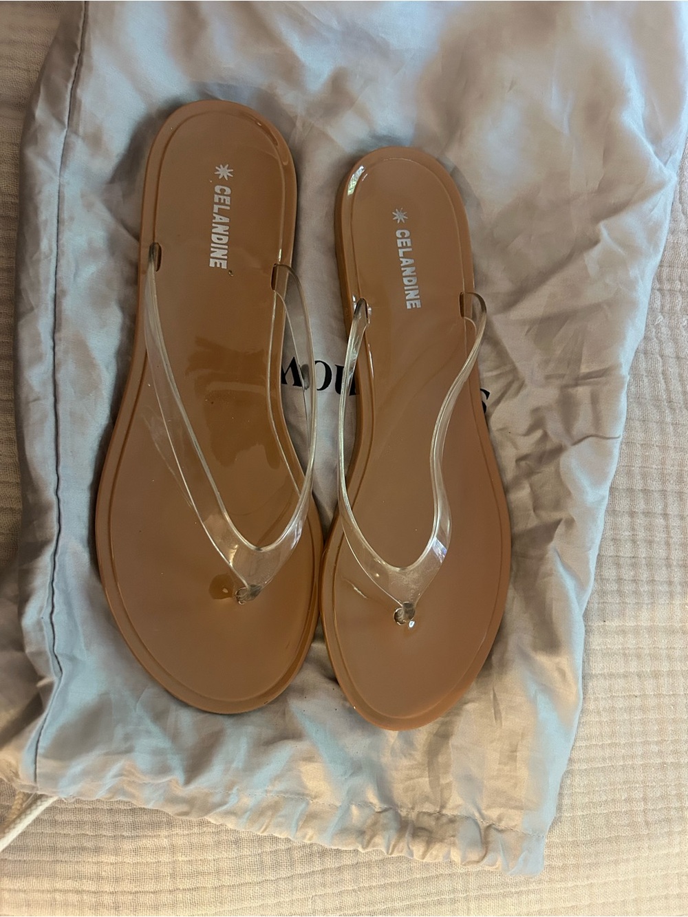 Anthropologie Tan Sandal with Clear Straps